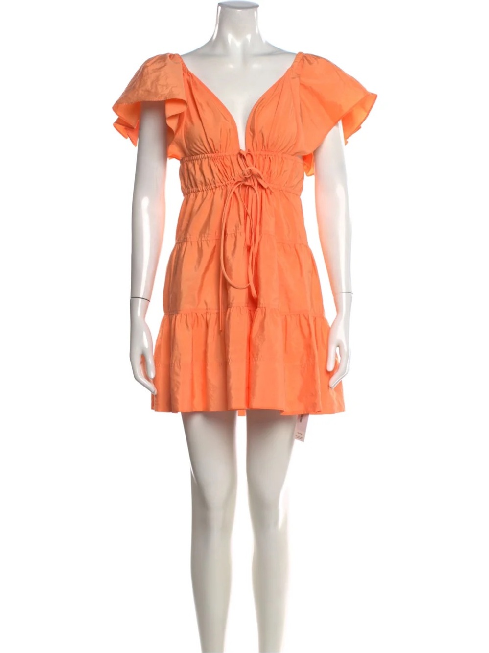 A.L.C. Coral Peach Gathered Waist Dress - Picture 6 of 7